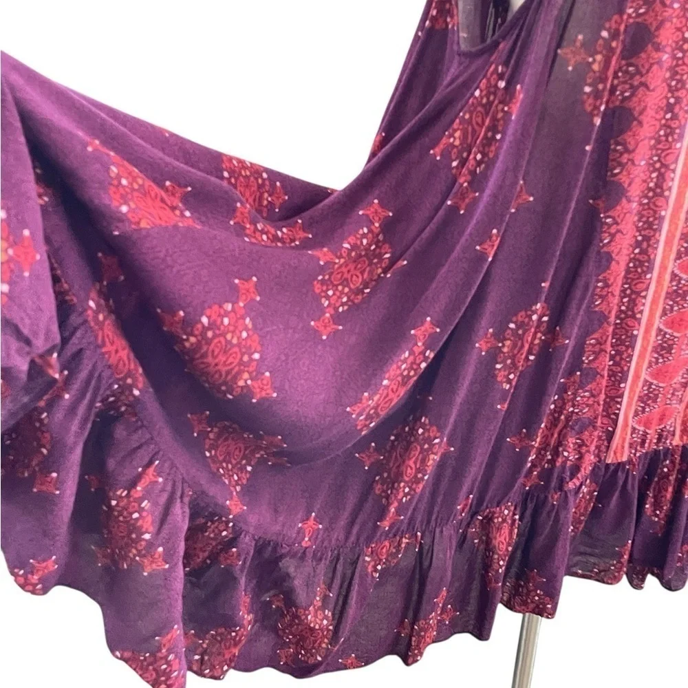 Free People Annka Border Slip Dress Asymmetrical Purple and Pink High-Lo Size M
